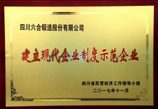 2018年建立現(xiàn)代企業(yè)制度示范企業(yè)證書(shū)